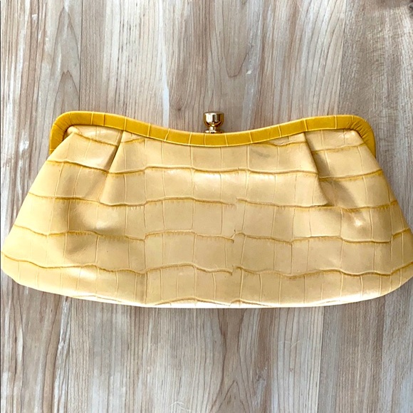 ❤️ Banana Republic Yellow Frame Lock Clutch - Picture 1 of 6
